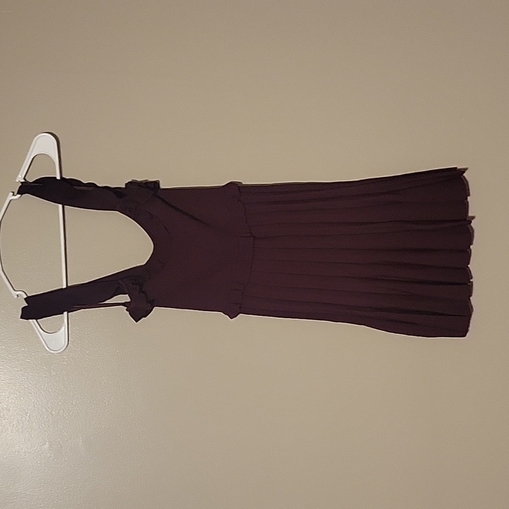 Zara Aubergine‎ Knit Pleated Ruffle Dress Burgundy Women's Size Small